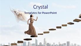  Presentation with angel wings - Amazing PPT theme having attractive woman running with angel wings behind back backdrop and a sky blue colored foreground