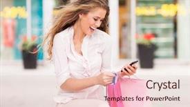  Presentation with woman pushing shopping trolley - Slide set enhanced with attractive woman shopping background and a lemonade colored foreground