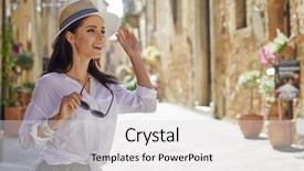  Presentation with old prophet in bethel - Slide set consisting of attractive woman tourist with hat background and a light gray colored foreground