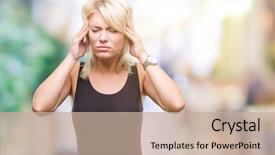  Presentation with heat stress - Audience pleasing PPT theme consisting of attractive woman wearing elegant dress backdrop and a  colored foreground