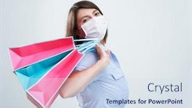  Presentation with mask - PPT theme consisting of attractive-woman-wearing-protective-mask background and a sky blue colored foreground