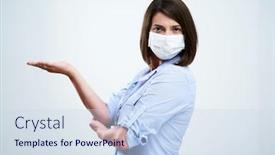  Presentation with mask - PPT layouts having attractive-woman-wearing-protective-mask background and a sky blue colored foreground