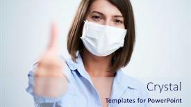  Presentation with mask - Audience pleasing slide deck consisting of attractive-woman-wearing-protective-mask backdrop and a sky blue colored foreground