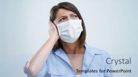  Presentation with mask - Slide set with attractive-woman-wearing-protective-mask background and a light blue colored foreground