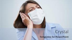  Presentation with mask - Amazing presentation design having attractive-woman-wearing-protective-mask backdrop and a light blue colored foreground