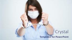  Presentation with mask - Beautiful slide deck featuring attractive-woman-wearing-protective-mask backdrop and a sky blue colored foreground