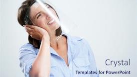  Presentation with shield - Beautiful slide set featuring attractive-woman-wearing-protective-shield backdrop and a sky blue colored foreground