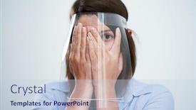  Presentation with shield - Audience pleasing presentation theme consisting of attractive-woman-wearing-protective-shield backdrop and a lemonade colored foreground