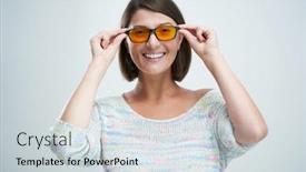  Presentation with blue yellow - PPT layouts having attractive-woman-wearing-yellow-blue background and a sky blue colored foreground