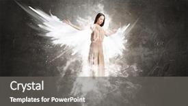  Presentation with angel wings - Beautiful slides featuring attractive woman with angel wings backdrop and a gray colored foreground