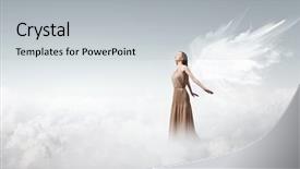  Presentation with angel wings - Slide set consisting of attractive woman with angel wings background and a light gray colored foreground
