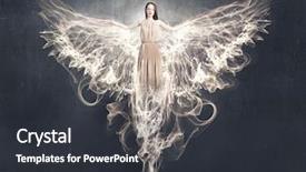  Presentation with angel - Beautiful slide deck featuring attractive woman with angel wings backdrop and a dark gray colored foreground