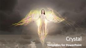  Presentation with angel wings - Audience pleasing slide deck consisting of attractive woman with angel wings backdrop and a gray colored foreground