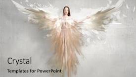  Presentation with angel wings - Colorful PPT theme enhanced with attractive woman with angel wings backdrop and a light gray colored foreground