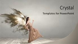  Presentation with angel wings - Beautiful slide deck featuring attractive woman with angel wings backdrop and a light gray colored foreground