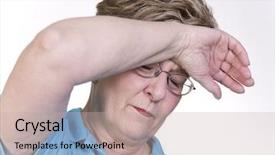  Presentation with headache - Presentation featuring attractive woman with headache pain background and a  colored foreground
