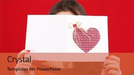  Presentation with postcard - Presentation design with attractive woman with postcard background and a red colored foreground