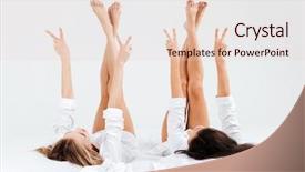  Presentation with two black women - Colorful slide deck enhanced with attractive women showing victory sign backdrop and a lemonade colored foreground