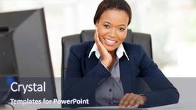  Presentation with african american women - Colorful slide deck enhanced with attractive young african businesswoman backdrop and a navy blue colored foreground