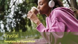  Presentation with coffee music - Amazing slide set having attractive-young-african-sports-woman backdrop and a tawny brown colored foreground