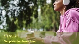  Presentation with coffee music - Theme featuring attractive-young-african-sports-woman background and a tawny brown colored foreground