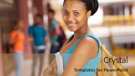  Presentation with american university - Presentation design with attractive young african university student background and a coral colored foreground