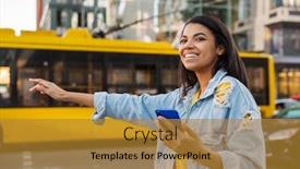  Presentation with taxi - Cool new slides with attractive-young-african-woman backdrop and a gold colored foreground