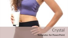  Presentation with white milk - Audience pleasing PPT layouts consisting of attractive young african woman with glass of milk on white background backdrop and a coral colored foreground