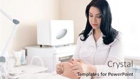  Presentation with beautician - Cool new theme with attractive-young-beautician-giving-hand backdrop and a lemonade colored foreground