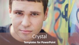  Presentation with graffiti - Audience pleasing presentation theme consisting of attractive young blond man standing against colorful graffiti wall close-up backdrop and a coral colored foreground