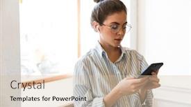  Presentation with wireless - Slides having attractive-young-brunette-businesswoman-wearing background and a soft green colored foreground