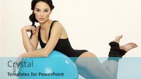 Presentation with black woman - Beautiful presentation theme featuring attractive-young-brunette-sporty-woman backdrop and a teal colored foreground