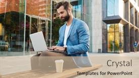  Presentation with bussiness - Beautiful theme featuring attractive-young-bussiness-man-working backdrop and a soft green colored foreground