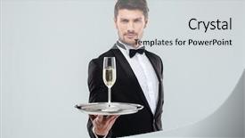  Presentation with butler - Cool new presentation with attractive young butler in tuxedo backdrop and a light gray colored foreground