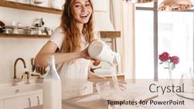  Presentation with baking - Presentation theme featuring attractive-young-cheerful-girl-baking background and a soft green colored foreground