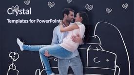  Presentation with fun - Cool new slide deck with chalkboard doodles - attractive young couple having fun backdrop and a tawny brown colored foreground