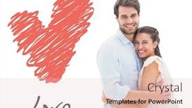  Presentation with heart love - Slides featuring attractive young couple hugging and smiling at camera against love heart background and a lemonade colored foreground