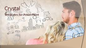  Presentation with thoughts - Theme enhanced with attractive young couple looking together against life thoughts background and a lemonade colored foreground