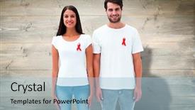  Presentation with couple - Slides having attractive young couple wearing aids background and a light blue colored foreground