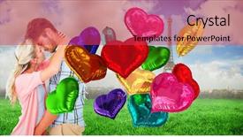  Presentation with couple kiss - Slide deck enhanced with attractive young couple about to kiss against eiffel tower background and a red colored foreground