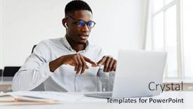  Presentation with chat - Presentation consisting of attractive-young-dark-skinned-businessman background and a lemonade colored foreground