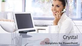  Presentation with dispatch - Presentation theme with attractive young dispatcher working background and a light blue colored foreground