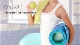  Presentation with workout - Cool new slides with attractive young female having an apple after workout in gym backdrop and a lemonade colored foreground