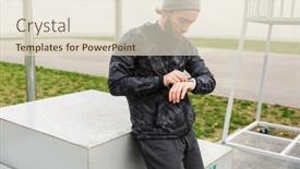  Presentation with smartwatch - Colorful theme enhanced with attractive-young-fit-sportsman-resting backdrop and a lemonade colored foreground