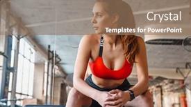  Presentation with exercises - Slide deck featuring attractive-young-fit-sportswoman-resting background and a coral colored foreground