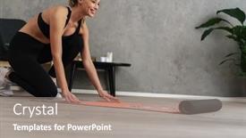  Presentation with healthy living - Presentation theme featuring attractive-young-fitness-woman-unrolling background and a gray colored foreground