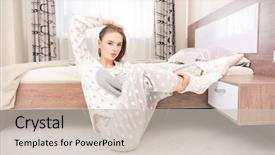  Presentation with cosmetics beauty - Presentation theme featuring attractive young girl is posing background and a  colored foreground