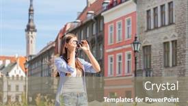  Presentation with old young - Amazing presentation theme having attractive-young-girl-traveling backdrop and a gray colored foreground