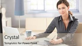  Presentation with graphic - PPT theme having attractive young graphic designer using background and a lemonade colored foreground