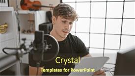  Presentation with radio broadcast - Presentation theme having attractive-young-hispanic-man-professionally and a tawny brown colored foreground